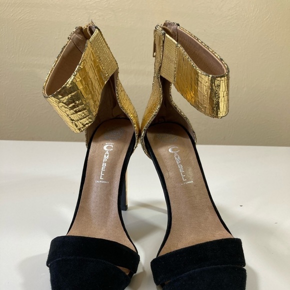 JEFFREY CAMPBELL black & gold ankle wrap pumps 7 - Picture 10 of 14